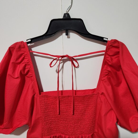 Draper James Red Short Sleeve Cotton Poplin Puff Sleeves BOHO Classic Dress XXL - Picture 5 of 7